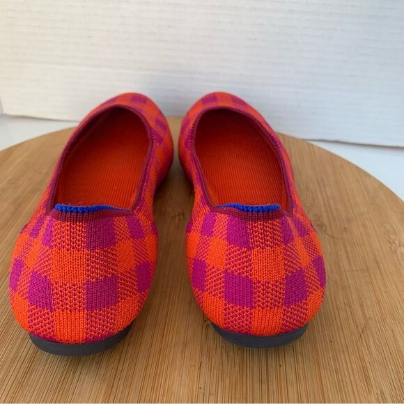 Rothy‘s Pomegranate Gingham Ballet Flats Women Sz 7 Moccasin Square Toe Fabric - Picture 7 of 11
